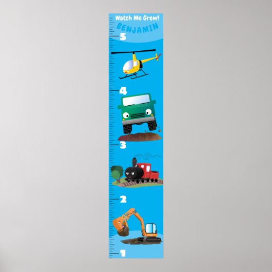 Poster Véhicules mignons graphique de croissance de dessi (Devant)