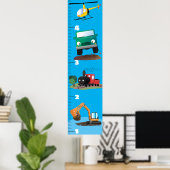 Poster Véhicules mignons graphique de croissance de dessi (Bureau à domicile)