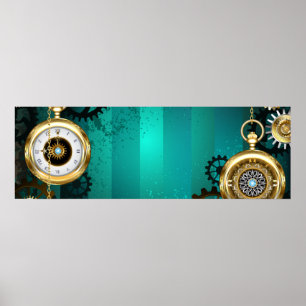 Poster Veille bijoux Steampunk sur un Arrière - plan vert