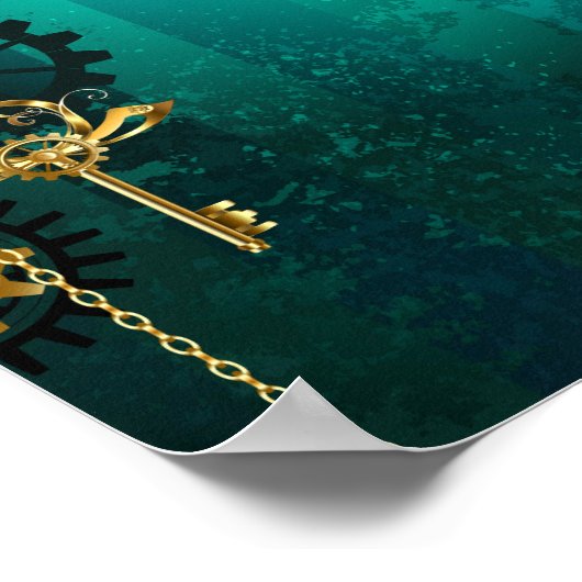 Poster Veille bijoux Steampunk sur un Arrière - plan vert (Coin)