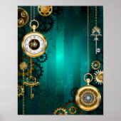 Poster Veille bijoux Steampunk sur un Arrière - plan vert (Devant)