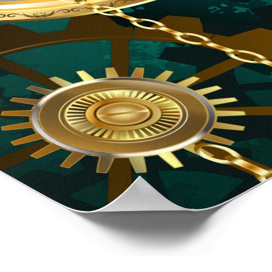 Poster Veille bijoux Steampunk sur un Arrière - plan vert (Coin)