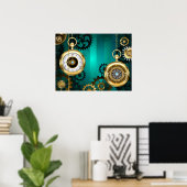 Poster Veille bijoux Steampunk sur un Arrière - plan vert (Bureau à domicile)