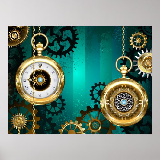 Poster Veille bijoux Steampunk sur un Arrière - plan vert (Devant)