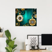 Poster Veille bijoux Steampunk sur un Arrière - plan vert (Bureau à domicile)