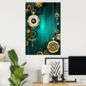 Poster Veille bijoux Steampunk sur un Arrière - plan vert (Bureau à domicile)