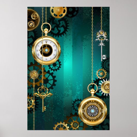 Poster Veille bijoux Steampunk sur un Arrière - plan vert (Devant)