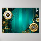 Poster Veille bijoux Steampunk sur un Arrière - plan vert (Devant)