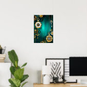 Poster Veille bijoux Steampunk sur un Arrière - plan vert (Bureau à domicile)