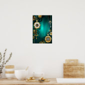 Poster Veille bijoux Steampunk sur un Arrière - plan vert (Cuisine)