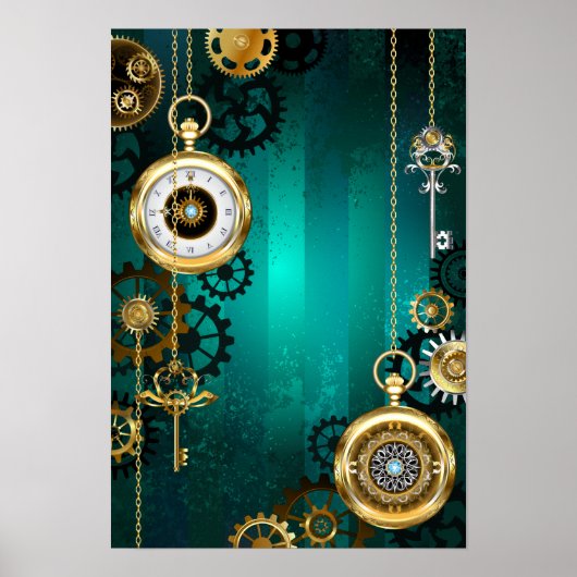 Poster Veille bijoux Steampunk sur un Arrière - plan vert (Devant)