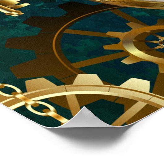 Poster Veille bijoux Steampunk sur un Arrière - plan vert (Coin)
