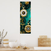 Poster Veille bijoux Steampunk sur un Arrière - plan vert (Cuisine)