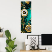 Poster Veille bijoux Steampunk sur un Arrière - plan vert (Bureau à domicile)