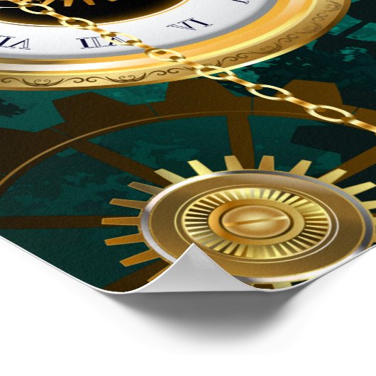 Poster Veille bijoux Steampunk sur un Arrière - plan vert (Coin)