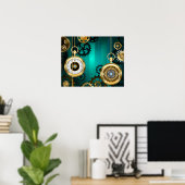 Poster Veille bijoux Steampunk sur un Arrière - plan vert (Bureau à domicile)