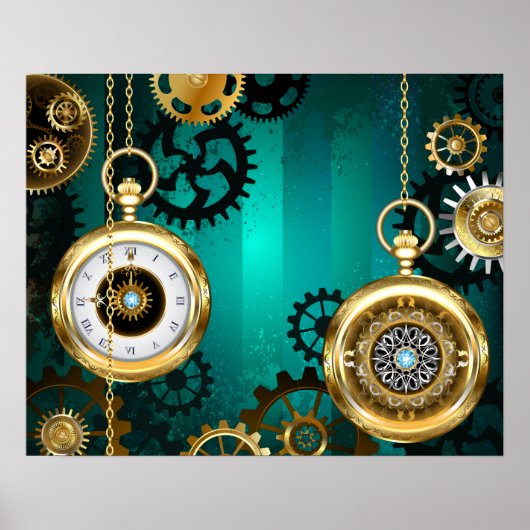 Poster Veille bijoux Steampunk sur un Arrière - plan vert (Devant)