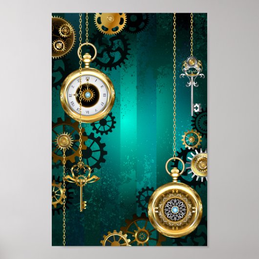 Poster Veille bijoux Steampunk sur un Arrière - plan vert (Devant)