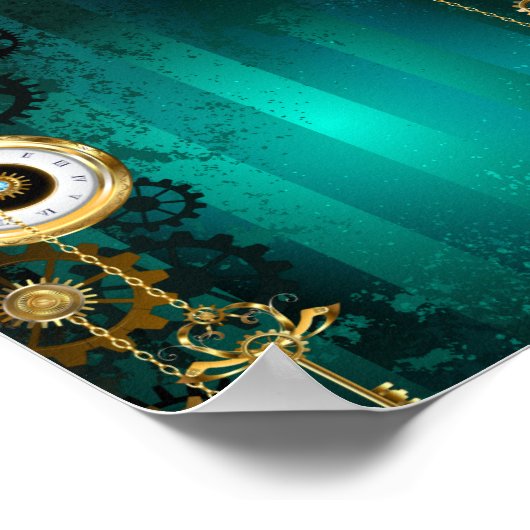 Poster Veille bijoux Steampunk sur un Arrière - plan vert (Coin)