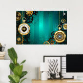 Poster Veille bijoux Steampunk sur un Arrière - plan vert (Bureau à domicile)