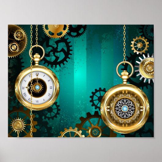 Poster Veille bijoux Steampunk sur un Arrière - plan vert (Devant)