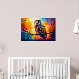 Poster Veille forestière, habitants de la forêt, hibou