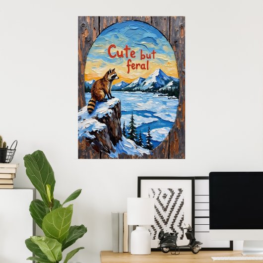 Poster Veille hivernale : Raccoon par Frozen Waters (Bureau à domicile)