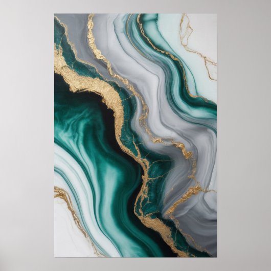 Poster Veines d'émeraude : Flux de marbre Abstrait ✨ 💚 � (Devant)