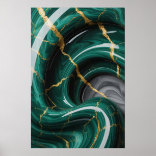 Poster Veines d'émeraude : Flux de marbre Abstrait ✨ 💚 �
