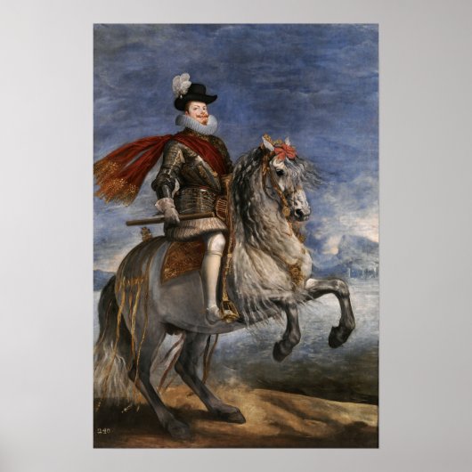 Poster Vélasquez - Philippe III à cheval 1631 (Devant)
