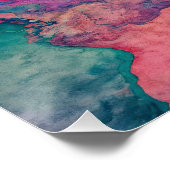 Poster “Vélin Éthéré” – Abstrait Bleu Sarcelle Rose (Coin)