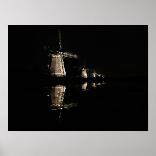 Poster Véliplantules lumineuses, Kinderdijk à l'affiche d (Devant)