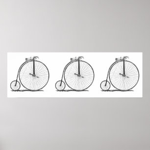 Poster Vélo à grande roue victorien High Wheeler Penny Fa