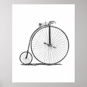 Poster vélo à roues hautes penny farine
