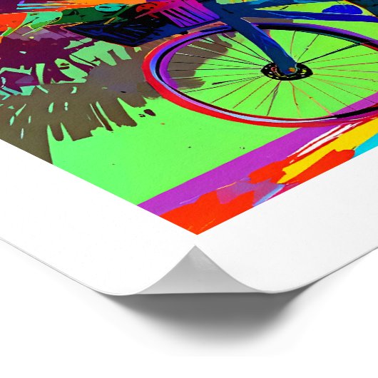 Poster Vélo Abstrait Pop Art Cat Riding (Coin)