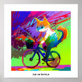 Poster Vélo Abstrait Pop Art Cat Riding (Devant)