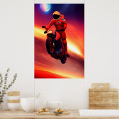 Poster Vélo astronaute dans l'espace Graphisme Sci-Fi Art (Cuisine)