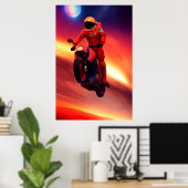 Poster Vélo astronaute dans l'espace Graphisme Sci-Fi Art (Bureau à domicile)