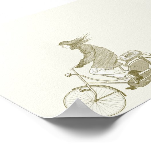 Poster Vélo avec Dinosaur 7x5 (Coin)