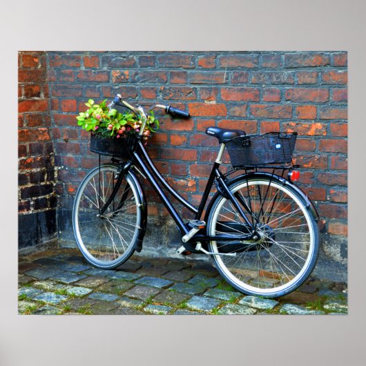 Poster Vélo Avec Panier À Fleurs, Copenhague, Danemark (Devant)
