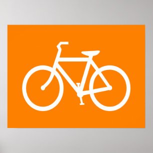 Poster Vélo blanc et orange
