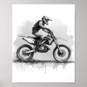 Poster Vélo couleur couleur d'eau noire et blanche