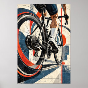 Poster Vélo de cyclisme sur route gros plan géométrique m