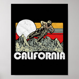 Poster Vélo de montagne californien ambiance rétro 80