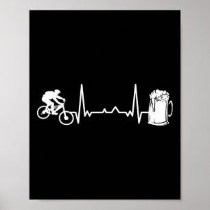 Poster Vélo de Montagne Descente - Battement de coeur Ekg