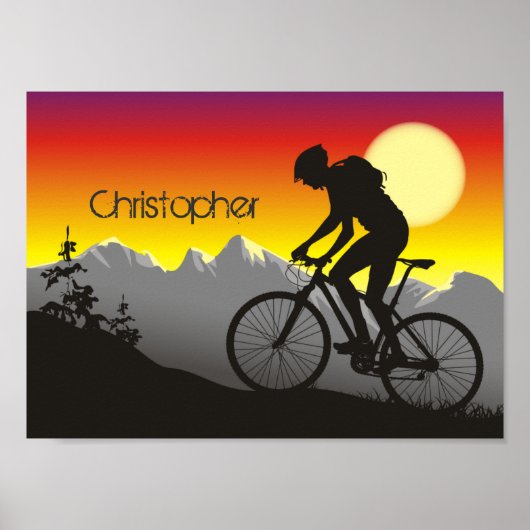 Poster Vélo de montagne Silhouette personnalisé (Devant)