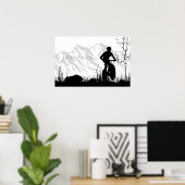 Poster Vélo de montagne Silhouette personnalisé (Bureau à domicile)