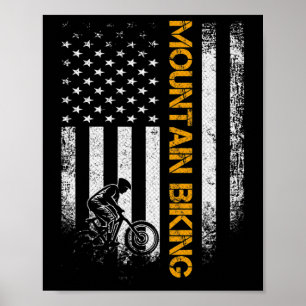Poster Vélo de montagne Usa vintage Drapeau américain de