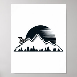 Poster Vélo de montagne vintage - VTT de descente extérie