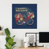 Poster Vélo de Noël rouge avec présentateurs (Bureau à domicile)